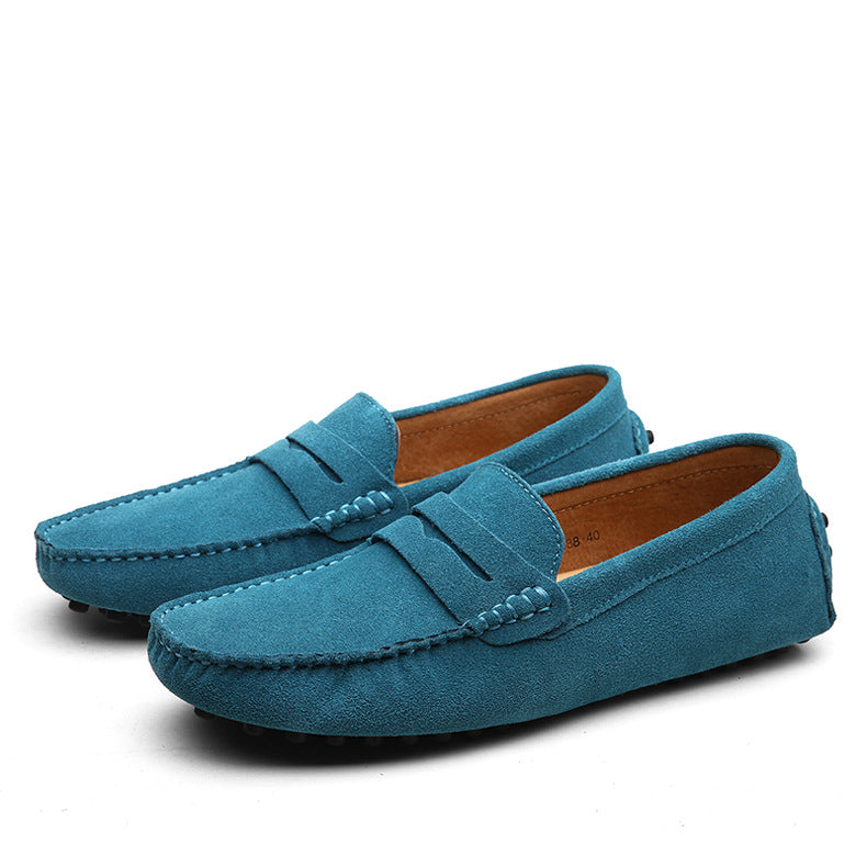 Men Casual Suede Leather Loafers Black Solid Leather Driving Moccasins Gommino Slip on Men Loafers Shoes Male Loafers Big Size