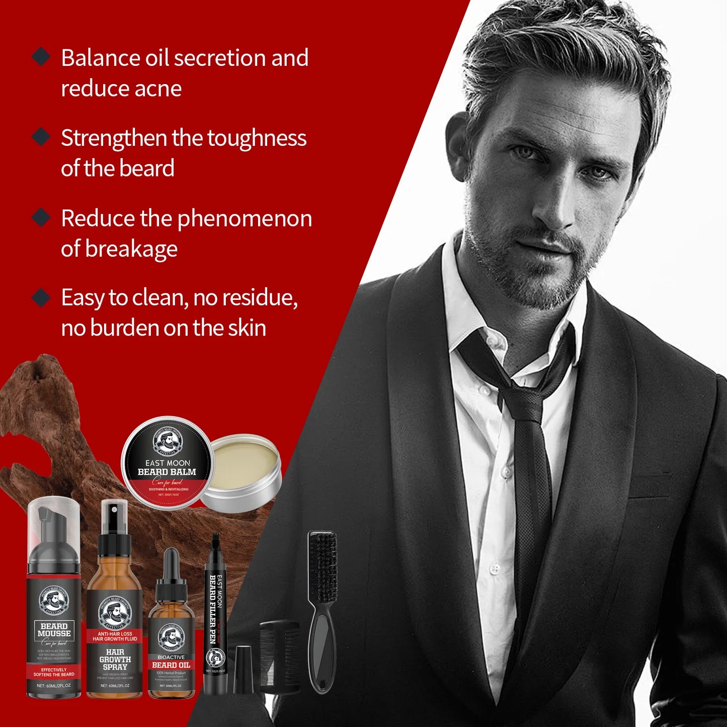 Beard Set for Men: Gentle Cleaning, Moisturizing, Repairing, and Manichaeism Care Set