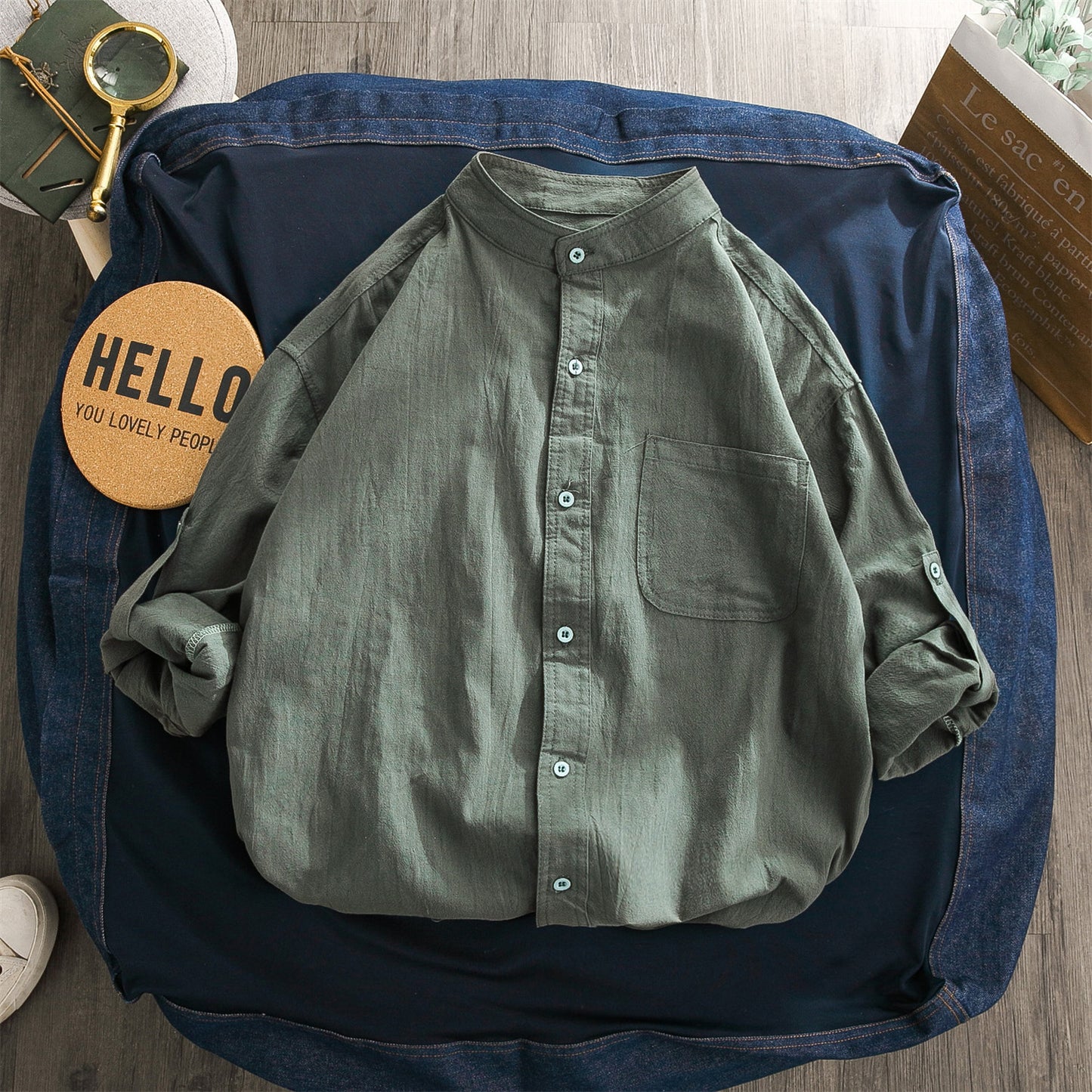 Linen Shirt Men's Long Sleeve All-match Loose Cotton Linen Casual