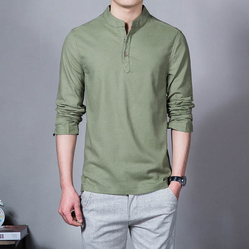 Cotton linen shirt solid color