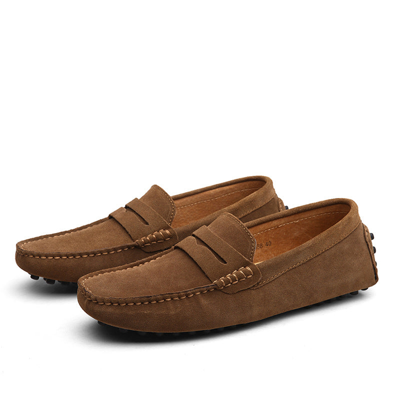 Men Casual Suede Leather Loafers Black Solid Leather Driving Moccasins Gommino Slip on Men Loafers Shoes Male Loafers Big Size