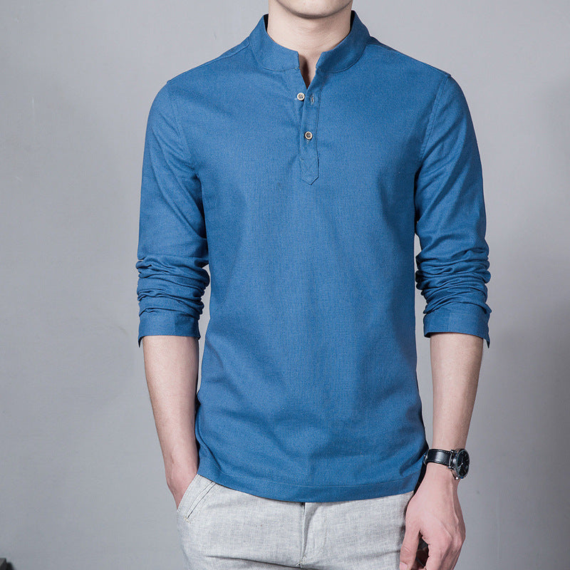 Cotton linen shirt solid color
