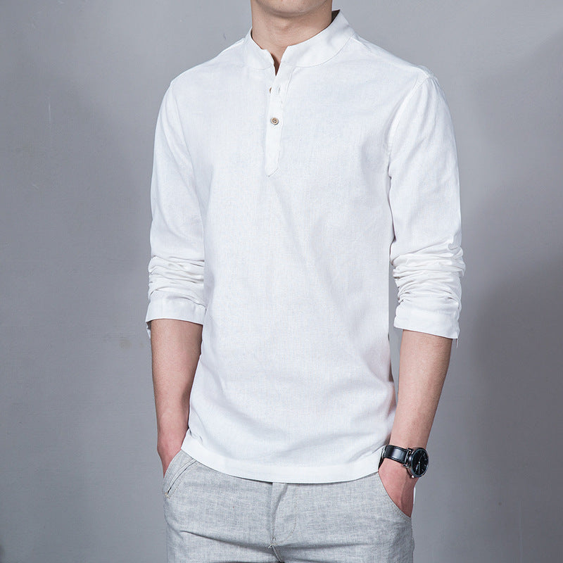 Cotton linen shirt solid color
