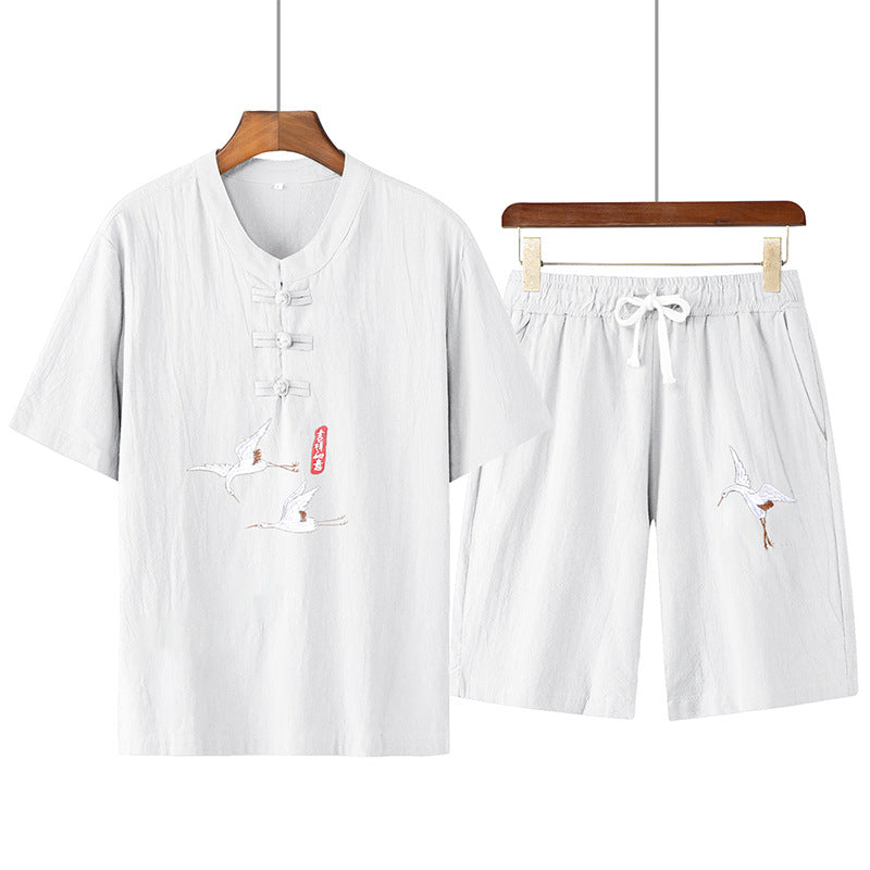 Linen Short-Sleeved T-Shirt Casual Suit