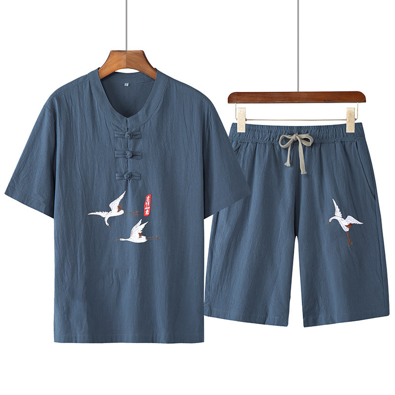 Linen Short-Sleeved T-Shirt Casual Suit