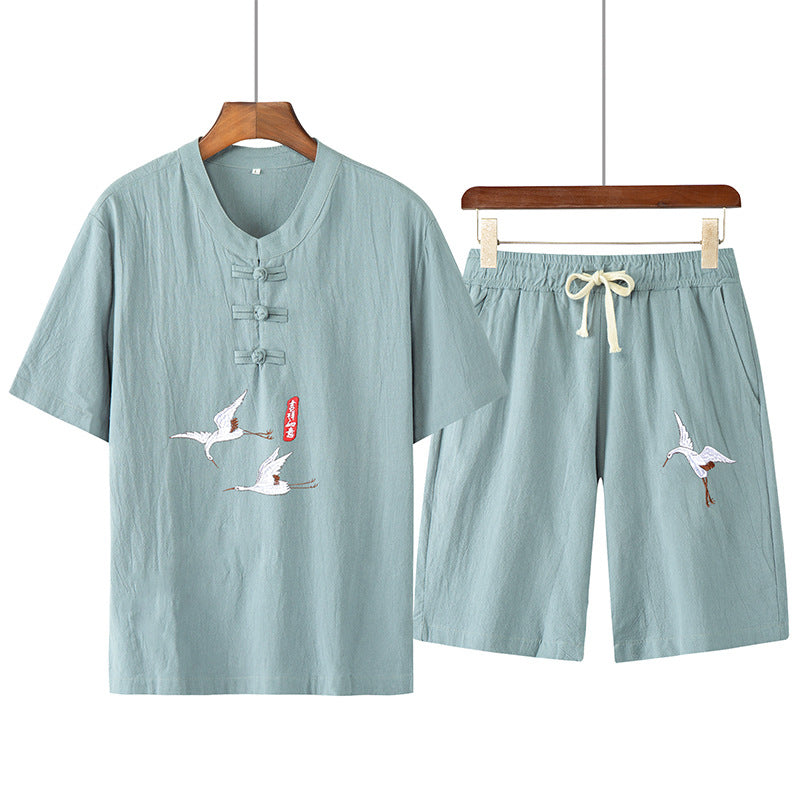 Linen Short-Sleeved T-Shirt Casual Suit