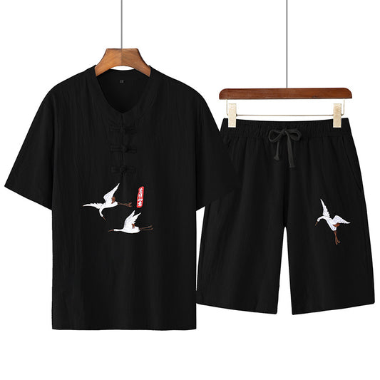 Linen Short-Sleeved T-Shirt Casual Suit