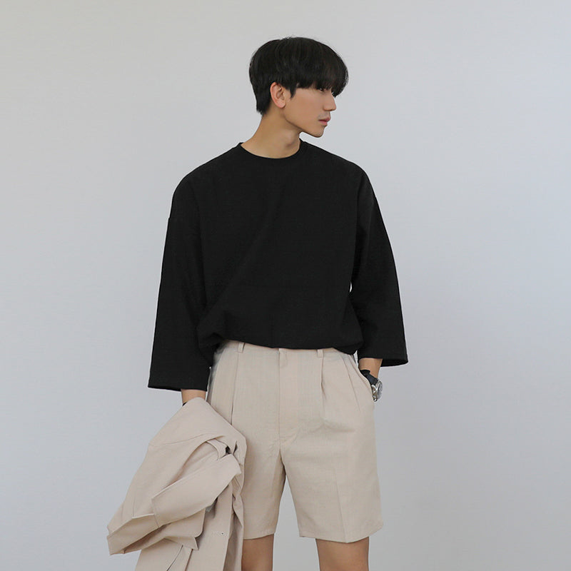 Cotton Linen Suit Shorts Men's Loose Trousers