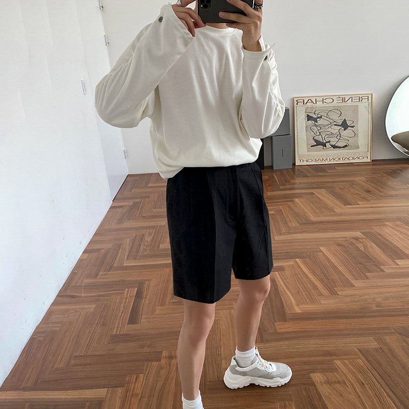 Cotton Linen Suit Shorts Men's Loose Trousers