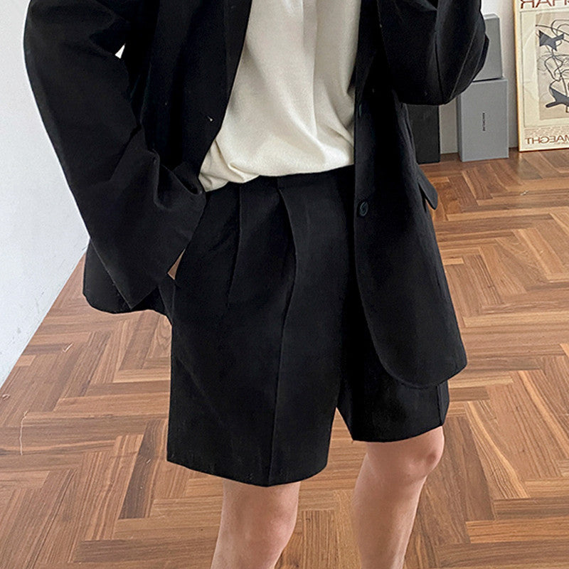 Cotton Linen Suit Shorts Men's Loose Trousers