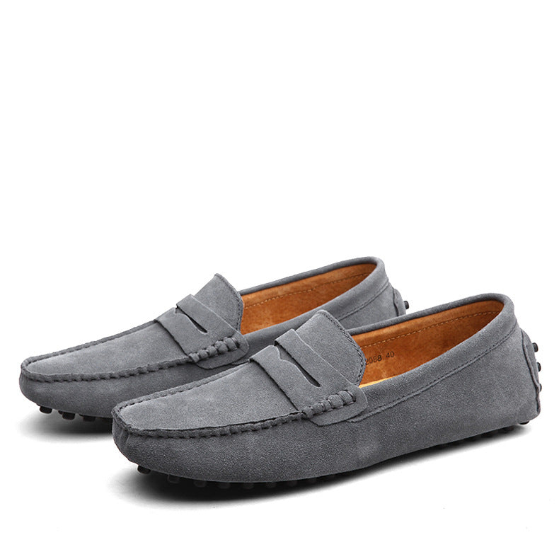 Men Casual Suede Leather Loafers Black Solid Leather Driving Moccasins Gommino Slip on Men Loafers Shoes Male Loafers Big Size
