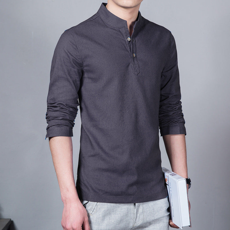 Cotton linen shirt solid color
