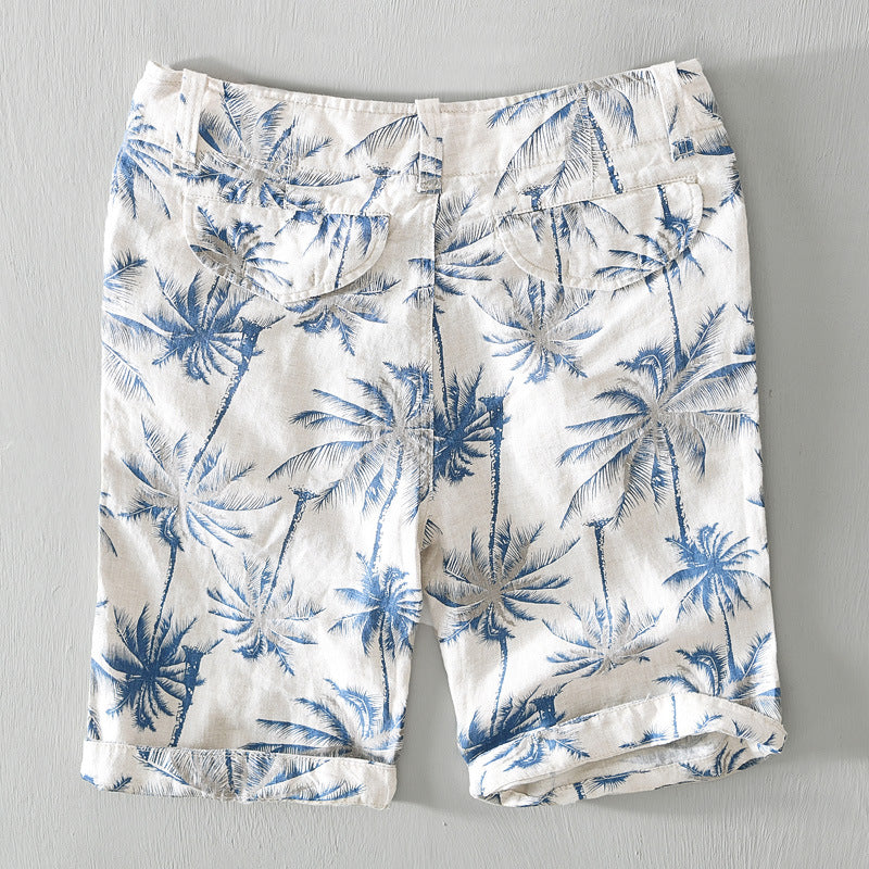 Men's Linen Casual Print Men's Beach Pants