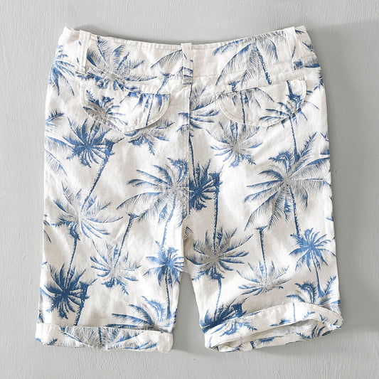 Men's Linen Casual Print Men's Beach Pants