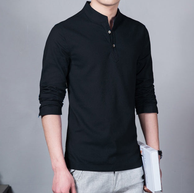 Cotton linen shirt solid color