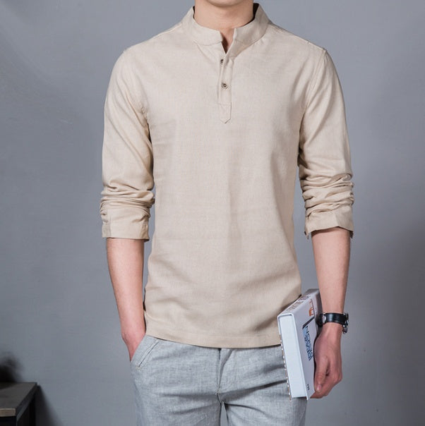Cotton linen shirt solid color