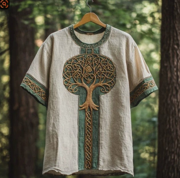 Summer Men's Linen Short Sleeve Loose Casual Sweatshirt