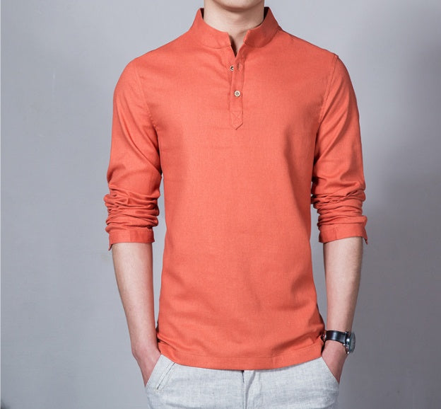 Cotton linen shirt solid color