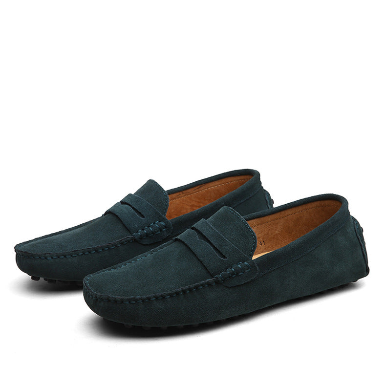 Men Casual Suede Leather Loafers Black Solid Leather Driving Moccasins Gommino Slip on Men Loafers Shoes Male Loafers Big Size