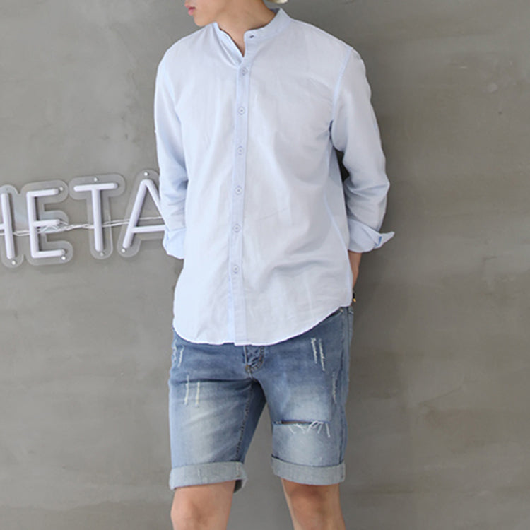 Men's Retro Standing Collar Linen Shirt