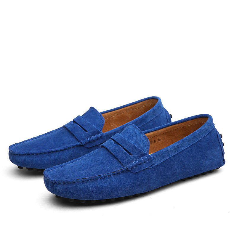 Men Casual Suede Leather Loafers Black Solid Leather Driving Moccasins Gommino Slip on Men Loafers Shoes Male Loafers Big Size