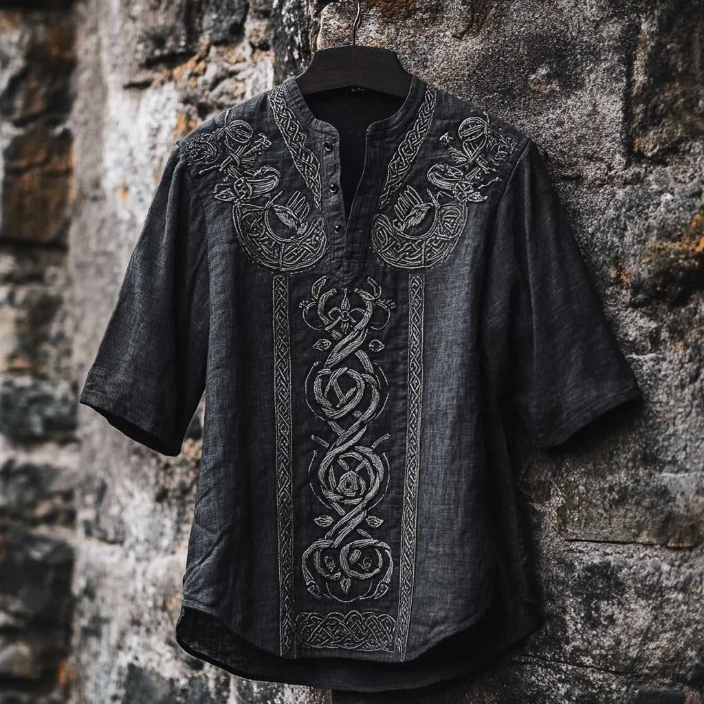Summer Men's Linen Short Sleeve Loose Casual Sweatshirt