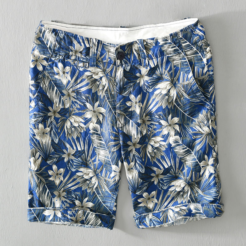 Men's Linen Casual Print Men's Beach Pants