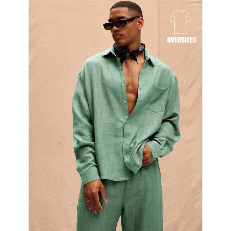 Men's Cotton-Linen Commuter Two-Piece Set