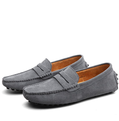 Men Casual Suede Leather Loafers Black Solid Leather Driving Moccasins Gommino Slip on Men Loafers Shoes Male Loafers Big Size