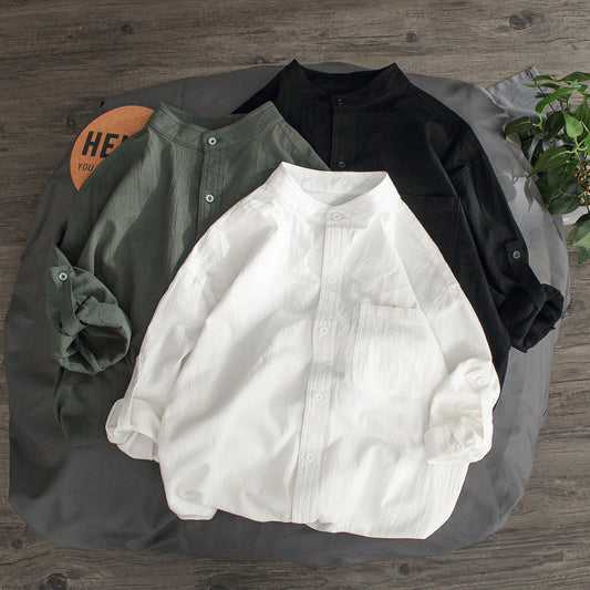 Linen Shirt Men's Long Sleeve All-match Loose Cotton Linen Casual
