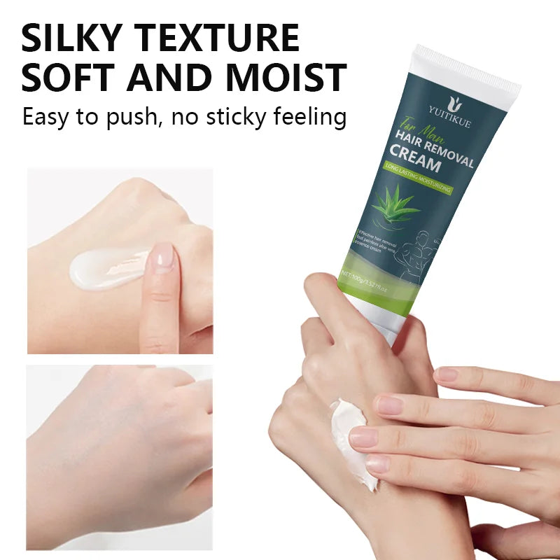 Hair Removal Cream for Men 100g - Gentle for Sensitive Skin, All Body Use, Long Lasting Moisturizing & Silky Smooth