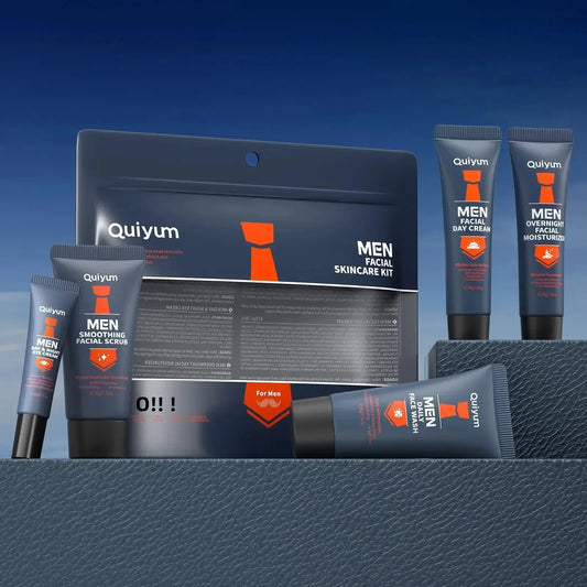 Professional Men Grooming Kit 5pcs Exfoliating Scrub Daily Moisturizer Day Night Cream Eye Treatment Set Healthy Skin Care
