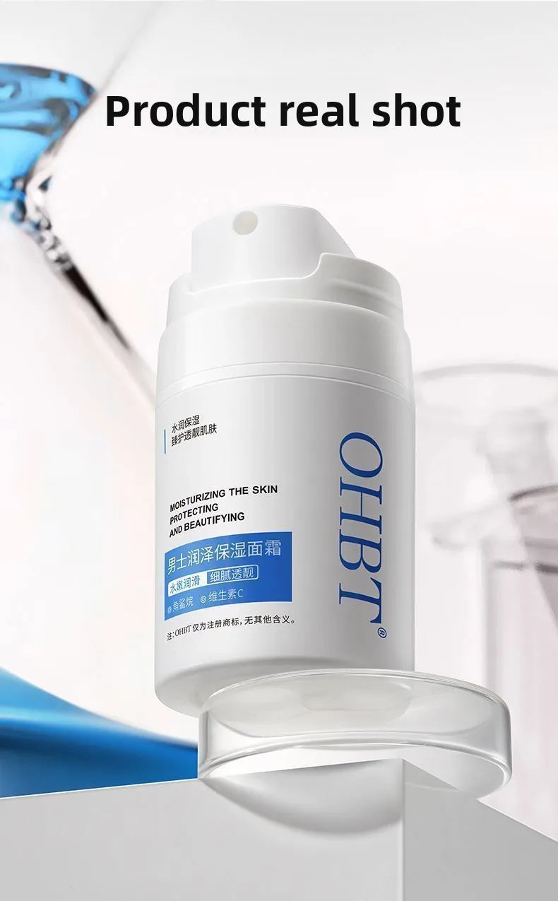 Men's facial cream - hydrates, moisturizes, nourishes the skin, whitens, brightens, is refreshing, non-greasy and controls oil.