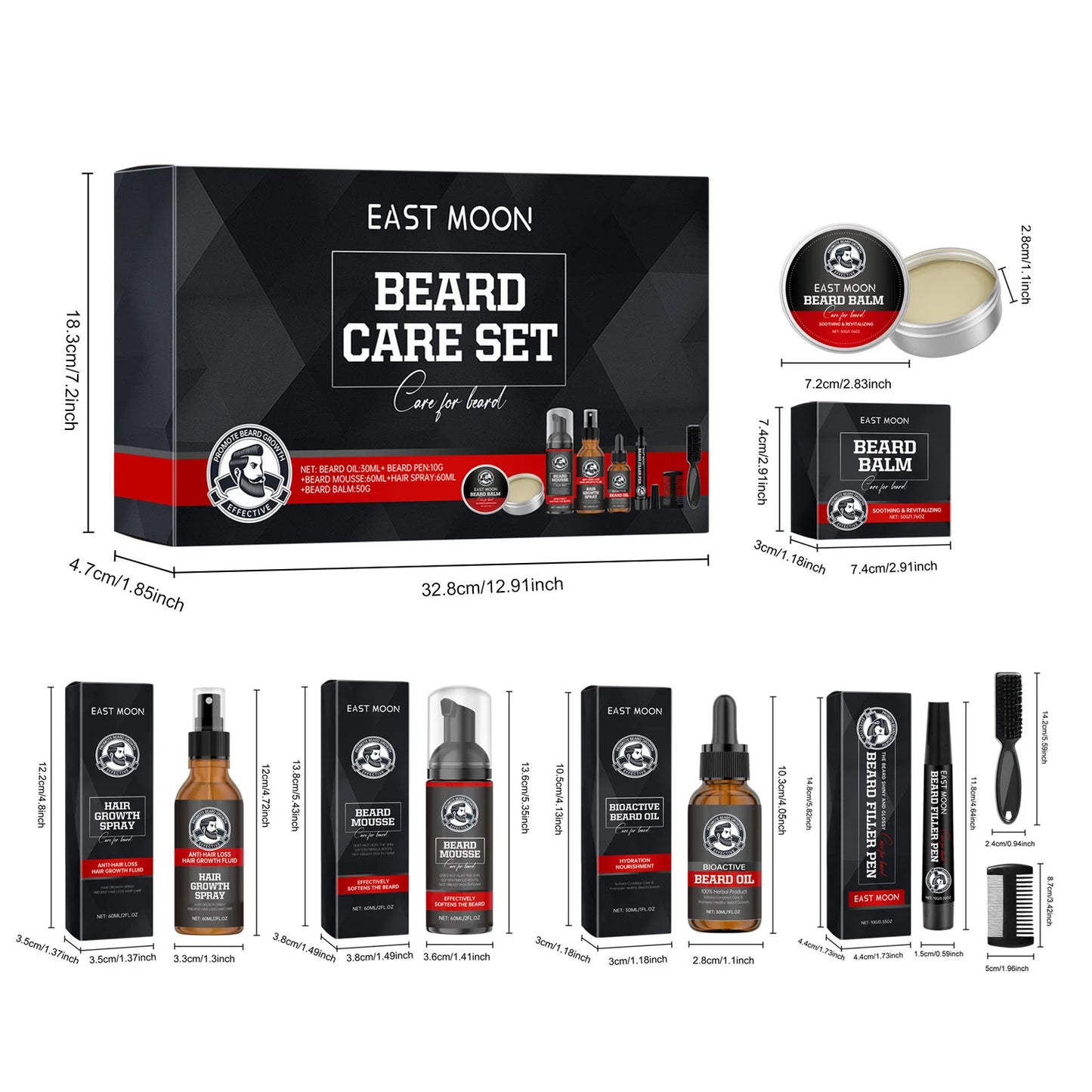 Beard Set for Men: Gentle Cleaning, Moisturizing, Repairing, and Manichaeism Care Set