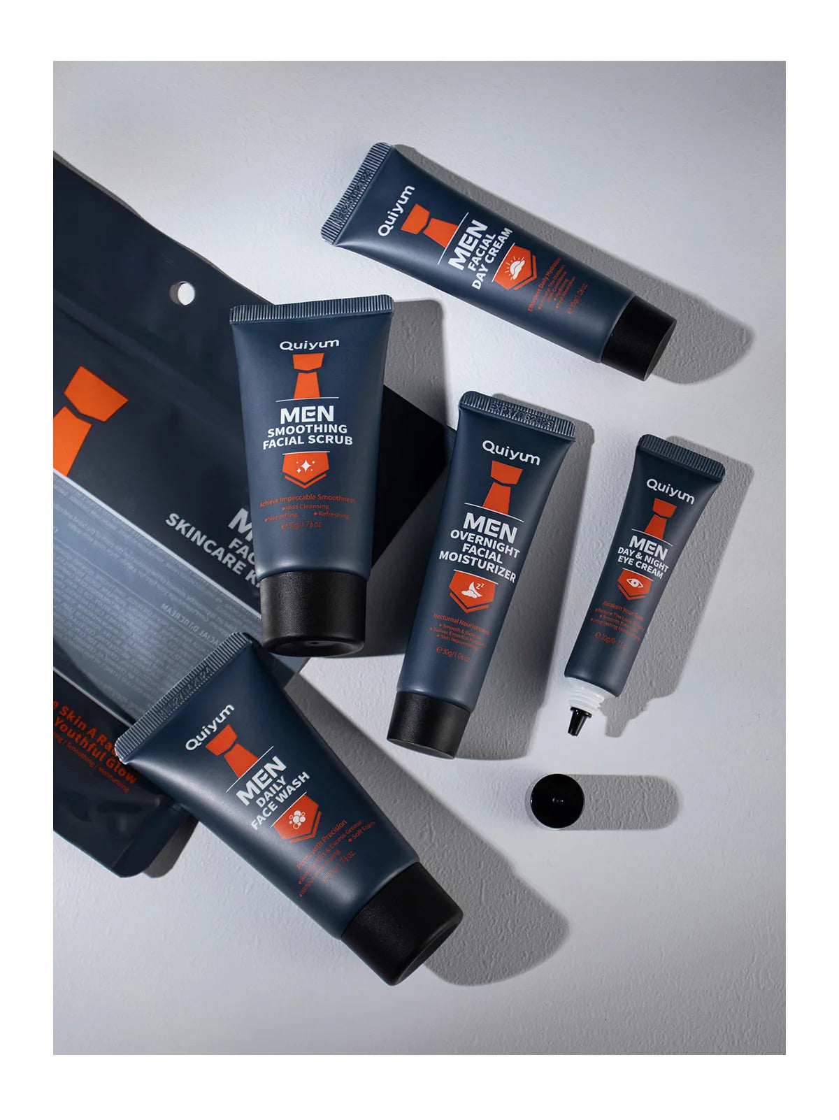 Professional Men Grooming Kit 5pcs Exfoliating Scrub Daily Moisturizer Day Night Cream Eye Treatment Set Healthy Skin Care