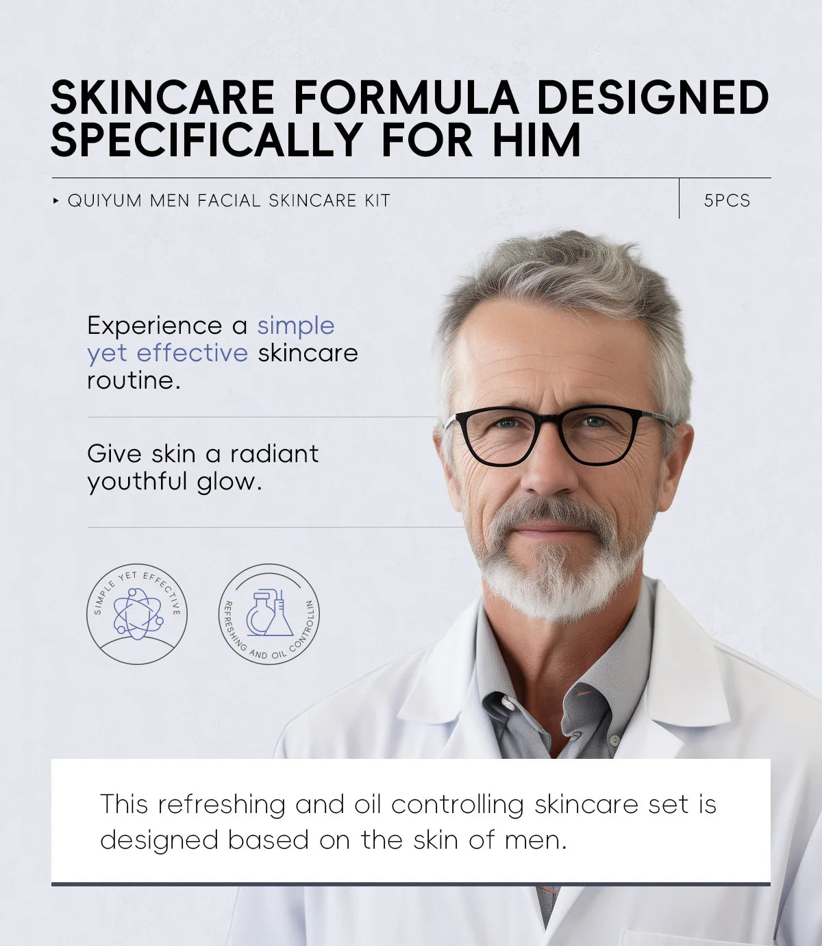 Professional Men Grooming Kit 5pcs Exfoliating Scrub Daily Moisturizer Day Night Cream Eye Treatment Set Healthy Skin Care
