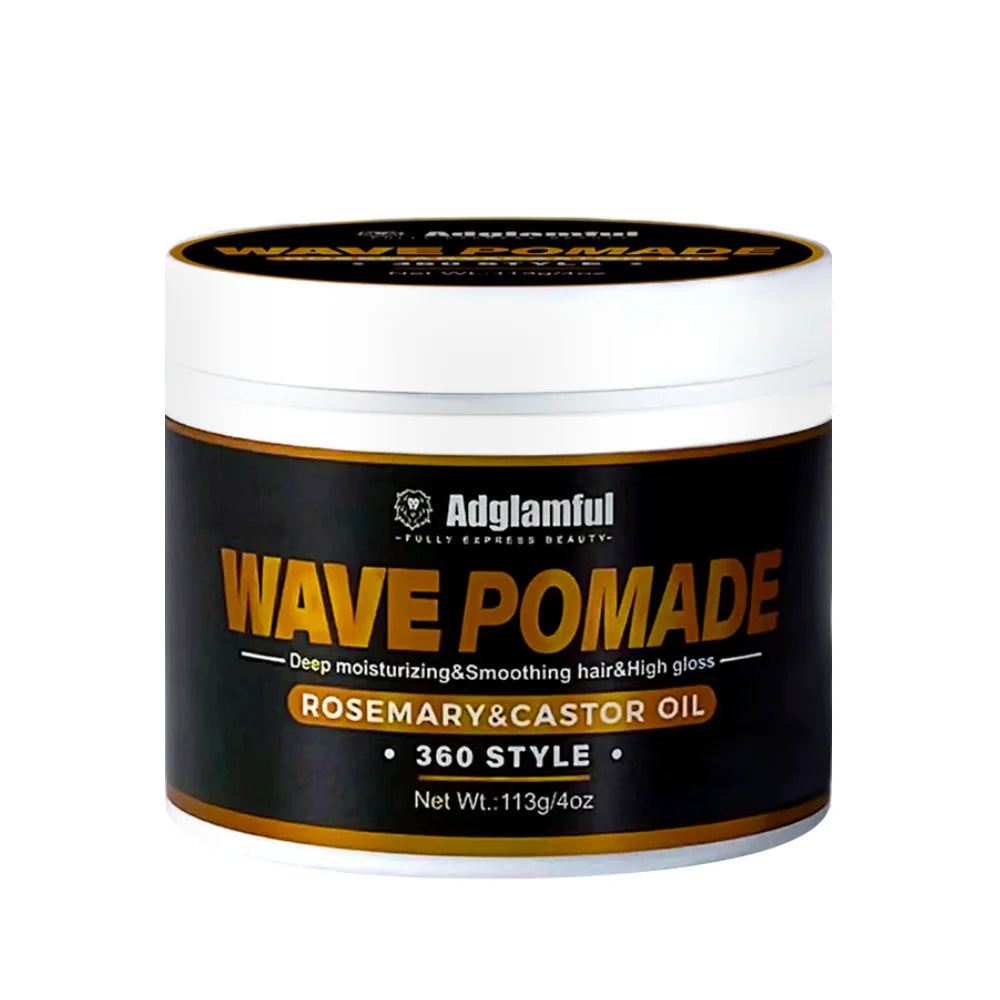 Men’s 360 Wave Pomade 113g - Rosemary & Castor Oil for Deep Moisture, Stronger Hair & 24-Hour Shine Hold