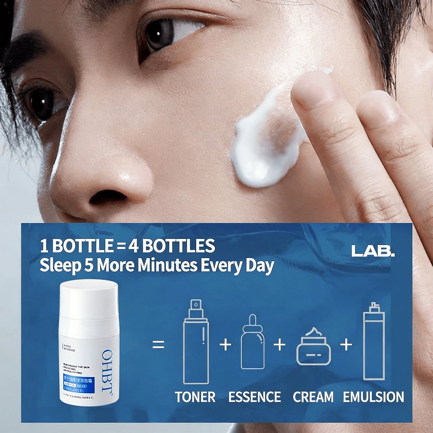 Men's facial cream - hydrates, moisturizes, nourishes the skin, whitens, brightens, is refreshing, non-greasy and controls oil.