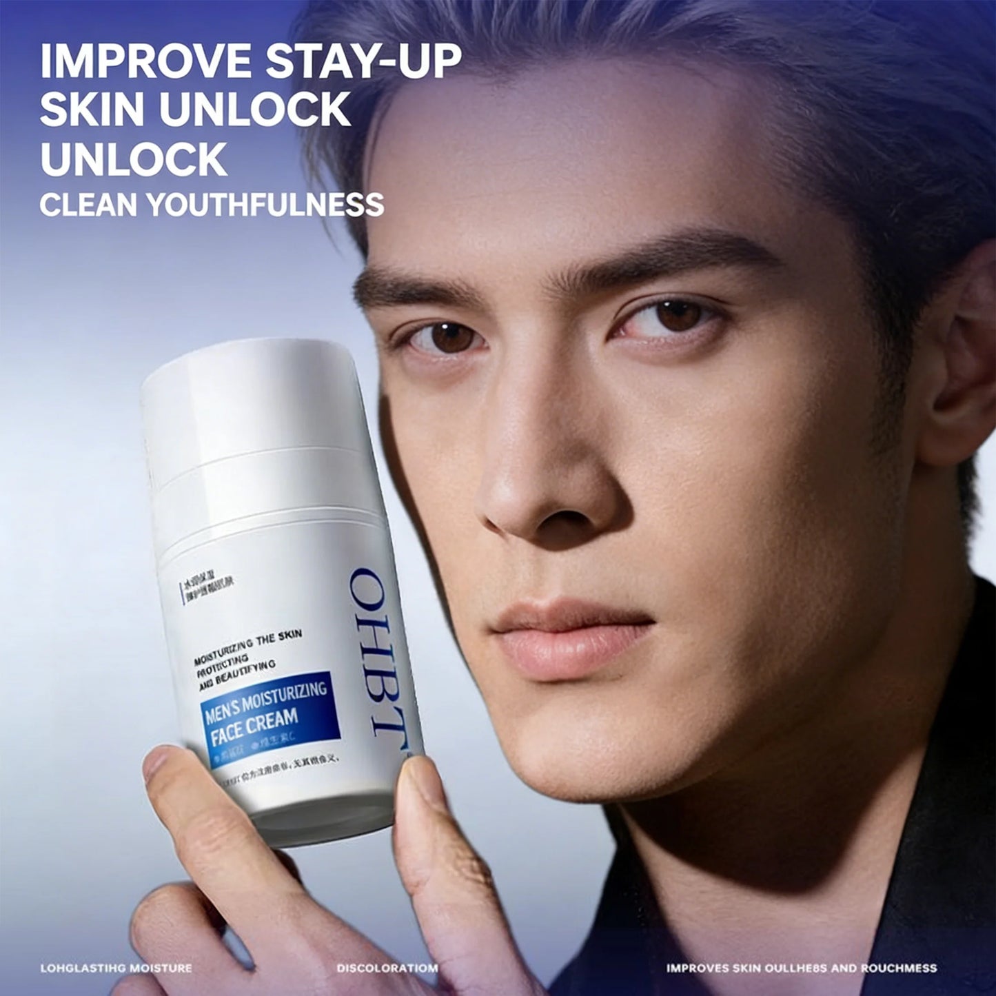 Men's facial cream - hydrates, moisturizes, nourishes the skin, whitens, brightens, is refreshing, non-greasy and controls oil.