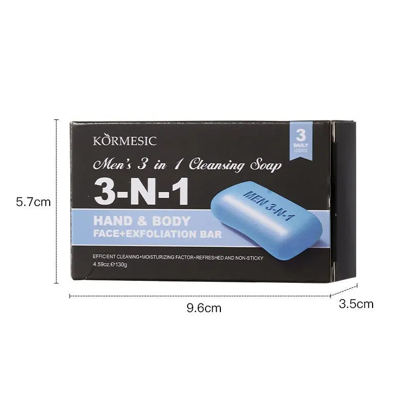 Men's 3-in-1 Cleansing Bar Soap for Face Body Oil Control Exfoliating Scrub Deep Cleansing Hydrating Skin Care for Men Skin Care