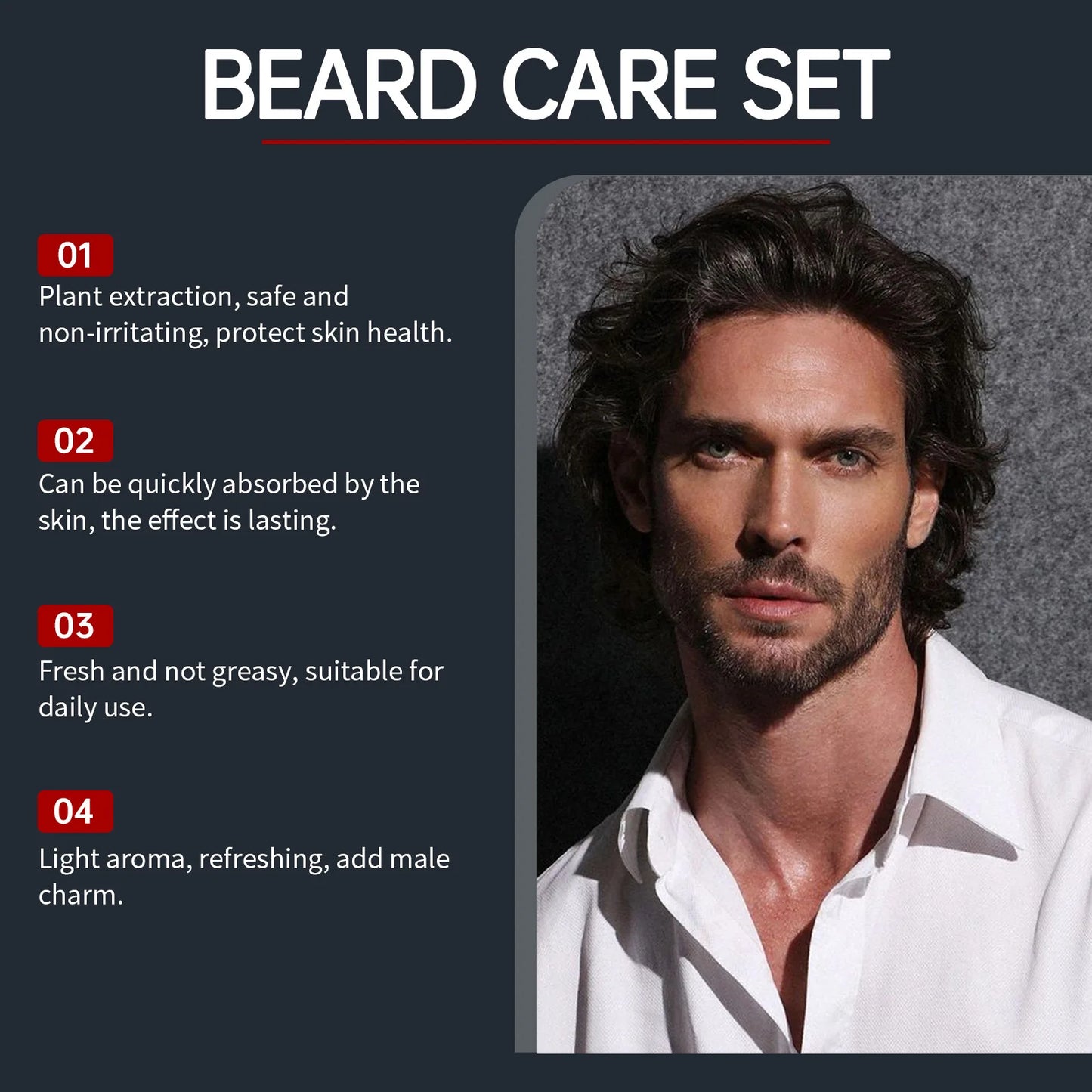 Beard Set for Men: Gentle Cleaning, Moisturizing, Repairing, and Manichaeism Care Set
