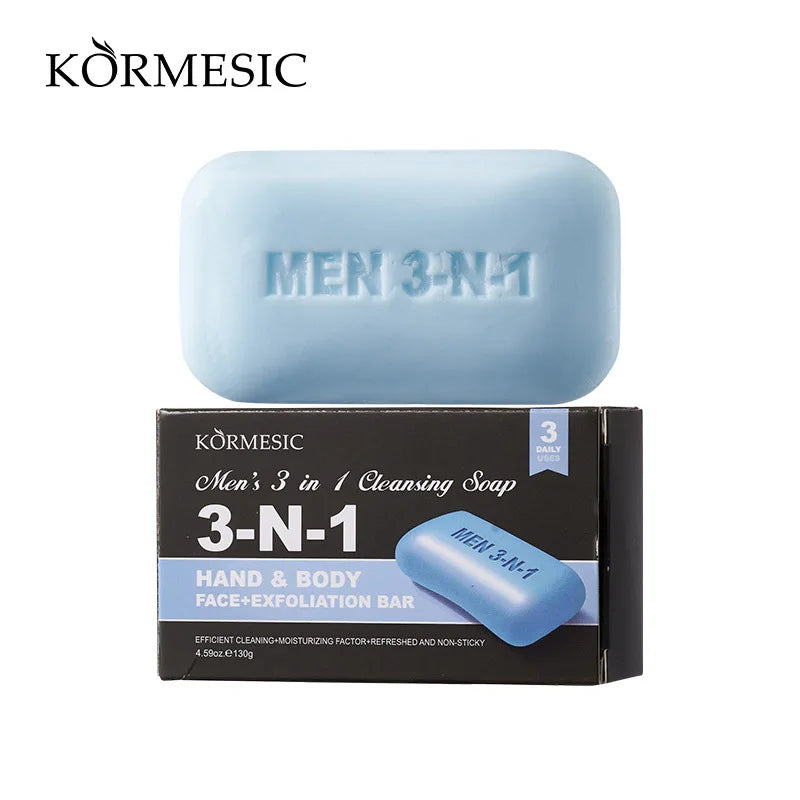 Men's 3-in-1 Cleansing Bar Soap for Face Body Oil Control Exfoliating Scrub Deep Cleansing Hydrating Skin Care for Men Skin Care