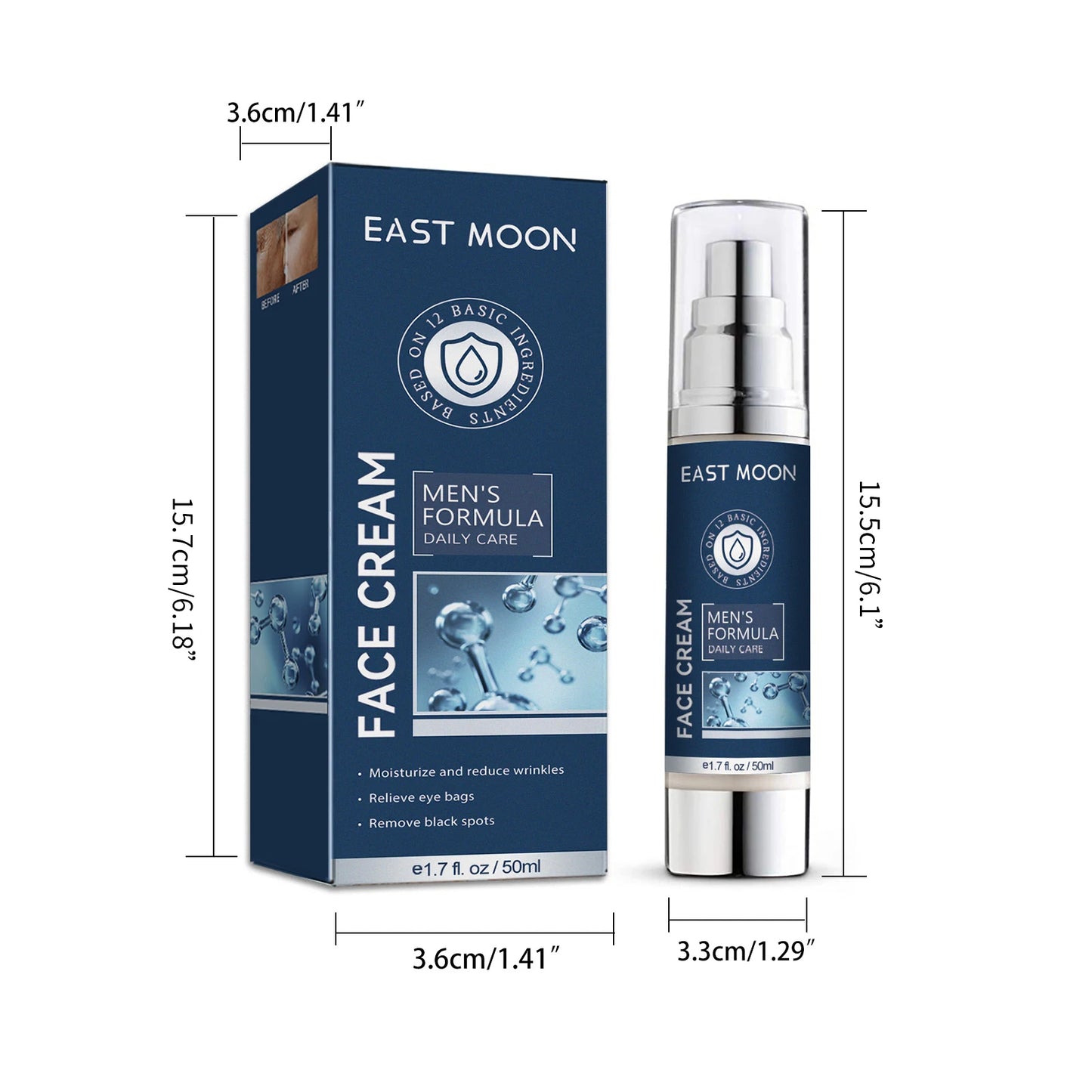 6-in-1 Men Facial Moisturizer Cream Hydrating Revitalizing Skin Care Particle Face Cream With Collagen Anti Aging & Wrinkle