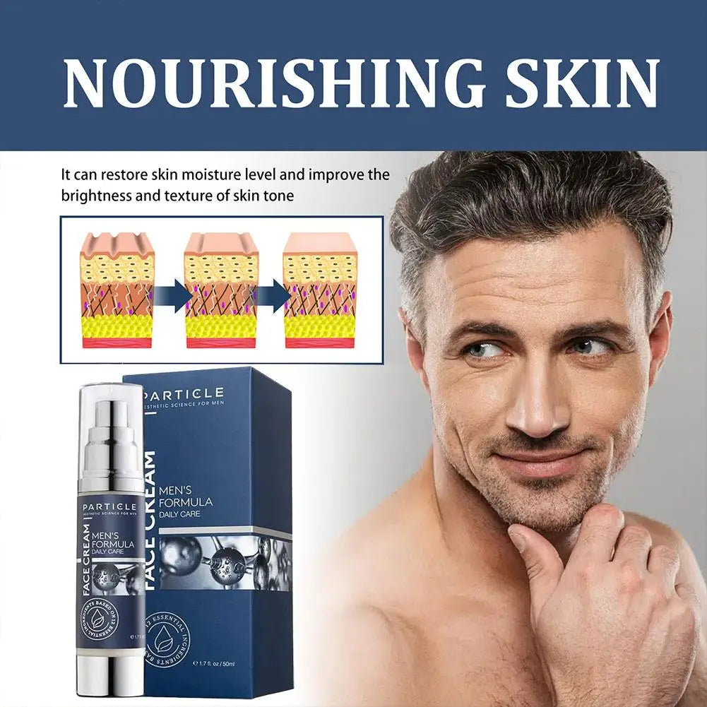 50ml 1.7oz Particle 6-in-1 Men Facial Cream Anti-Aging Moisturizer Collagen Hydrating Dark Spots & Eye Bags Remover Skin Care