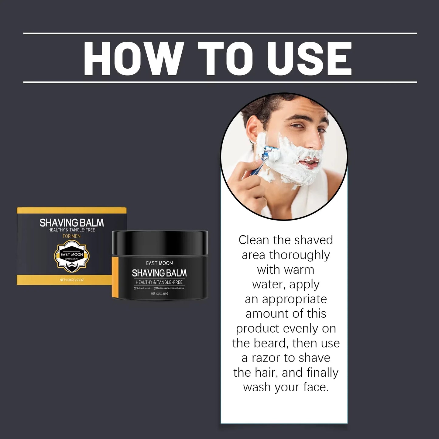 Men Hyaluronic Shaving Balm Deep Moisturize Keep Smooth Improve Split Ends Reduce Frizz Strengthen Lubrication Beard Care Balms