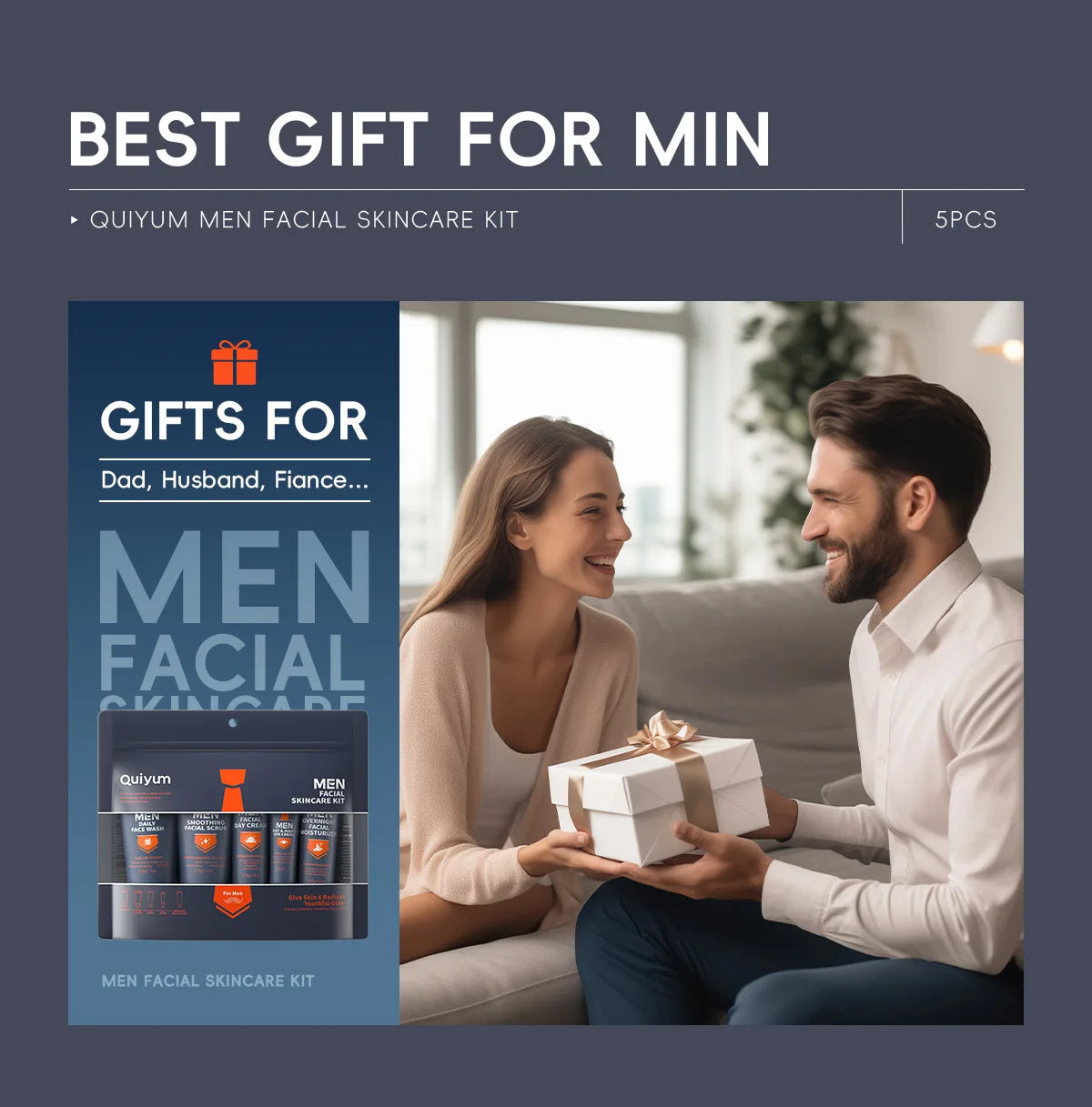 Professional Men Grooming Kit 5pcs Exfoliating Scrub Daily Moisturizer Day Night Cream Eye Treatment Set Healthy Skin Care