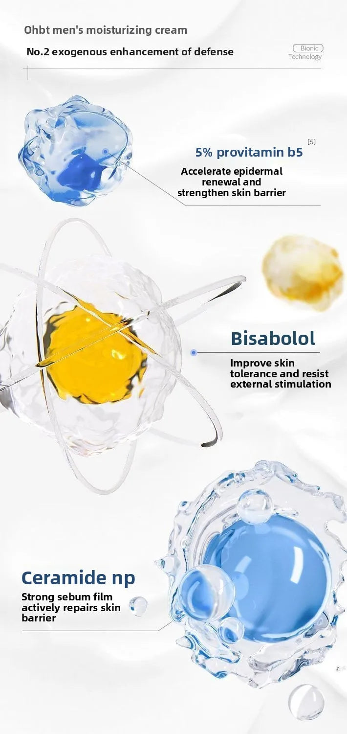 Men's facial cream - hydrates, moisturizes, nourishes the skin, whitens, brightens, is refreshing, non-greasy and controls oil.