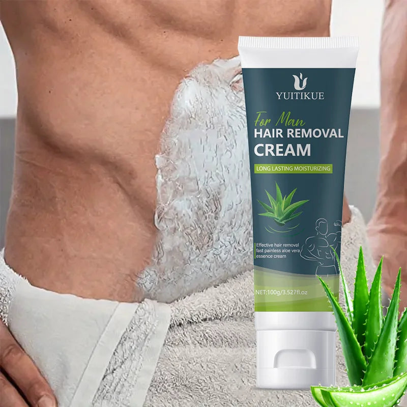 Hair Removal Cream for Men 100g - Gentle for Sensitive Skin, All Body Use, Long Lasting Moisturizing & Silky Smooth