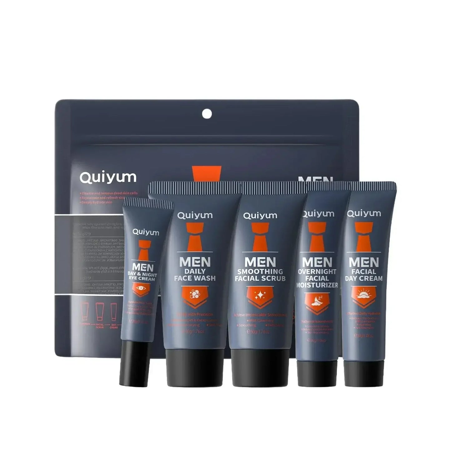 Professional Men Grooming Kit 5pcs Exfoliating Scrub Daily Moisturizer Day Night Cream Eye Treatment Set Healthy Skin Care
