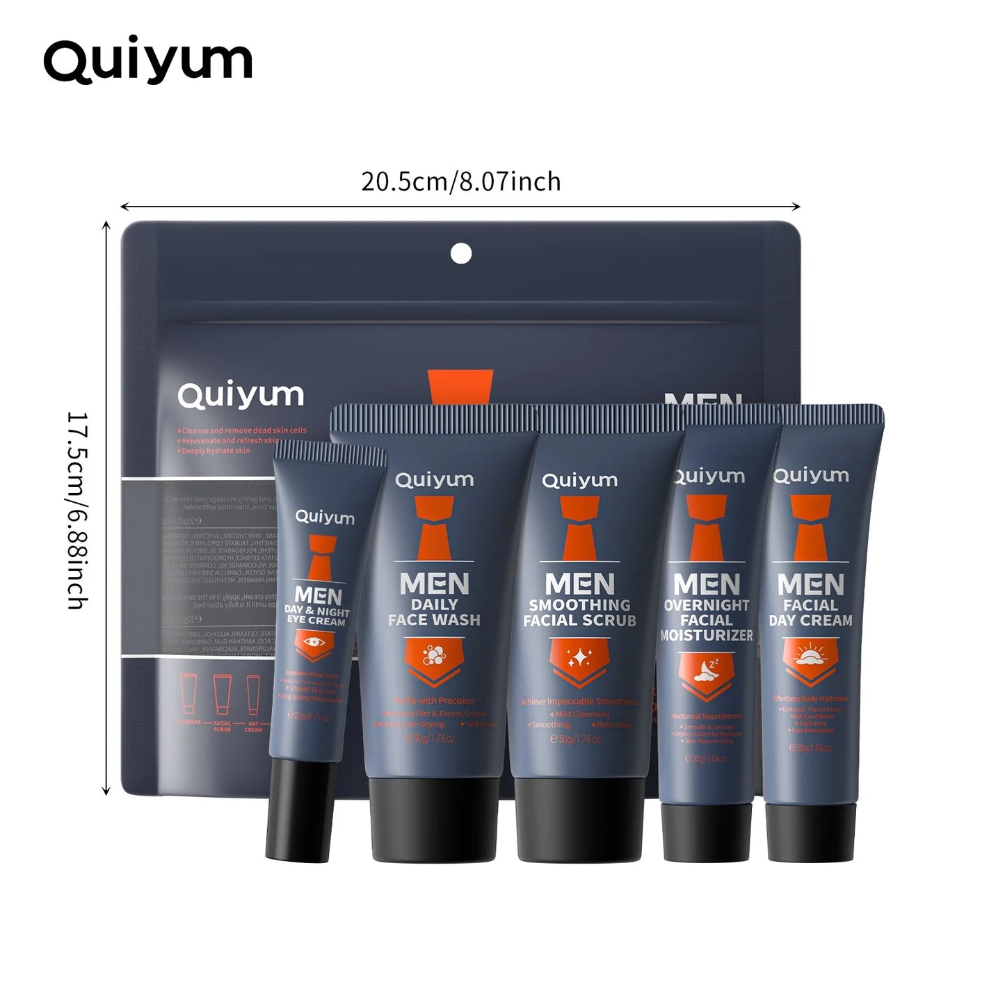 Professional Men Grooming Kit 5pcs Exfoliating Scrub Daily Moisturizer Day Night Cream Eye Treatment Set Healthy Skin Care